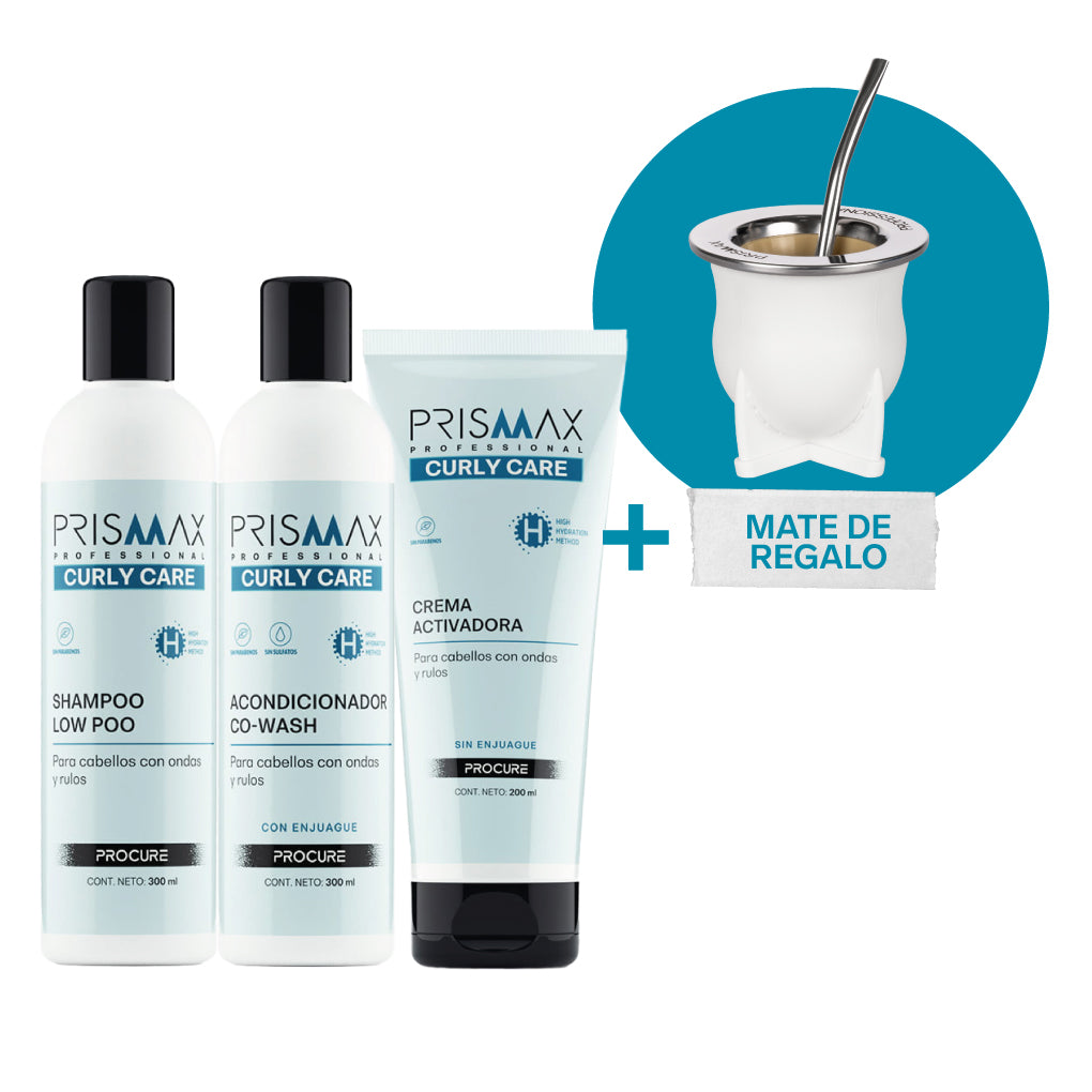 Kit Curly Care Prismax Shampoo+Acondicionador+crema activadora y mate de regalo