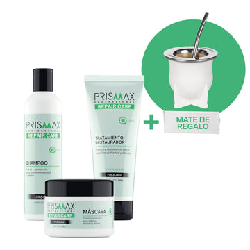 Kit Prismax Repair Care Shampoo+Tratamiento Restaurador+Máscara y mate de regalo